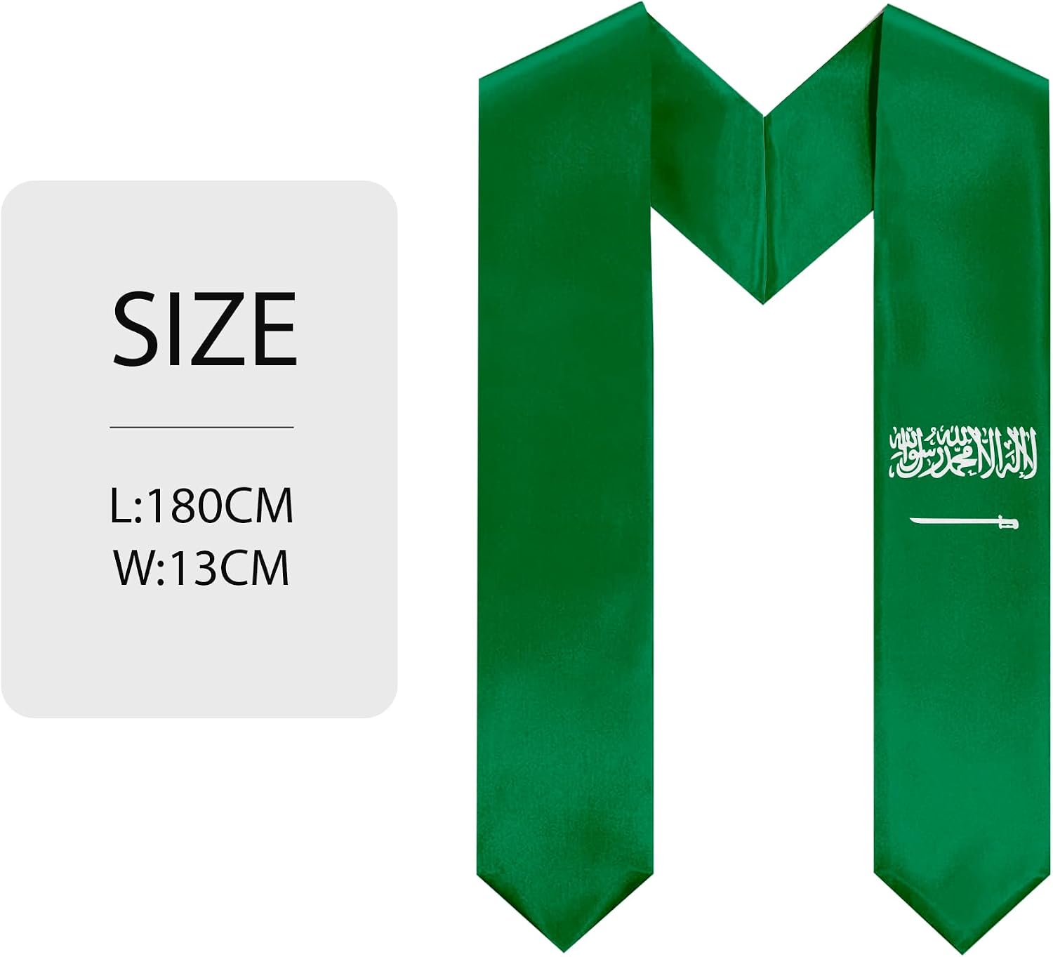 Saudi Arabia Grad Season Scarf Unisex Adult Saudi Arabia Graduation Stole for Academic Commencements 72'' long