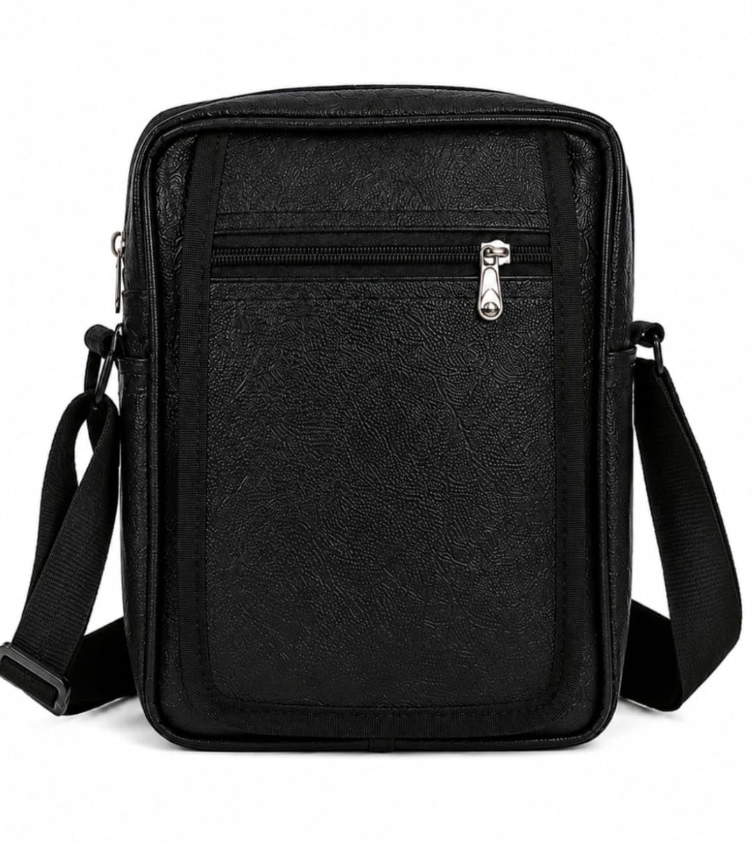 Premium Rexine Sling Bag for Men & Women | Unisex Crossbody Messenger Bag | Adjustable Shoulder Strap | Lightweight Office, College, Travel & Daily Use Bag | Black | 23 x 22 x 7 cm-picture-18