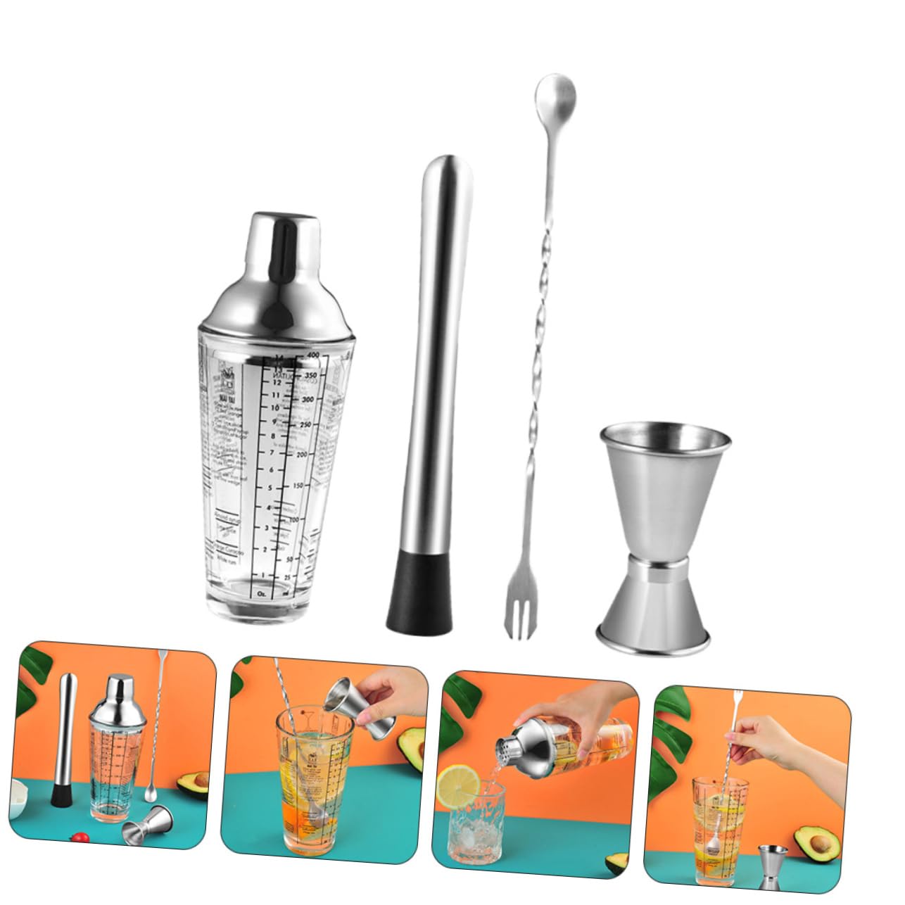 SHOWERORO 1set Per Cocktail Inossidabile Kit Per Barman Per Bar Accessori Per Cocktail Per Bar e