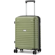 Kono 20 Inch Expandable Cabin Suitcase with Cup Holder & Side Hook, Lightweight PP Hard Shell Carry On Luggage for Short Trips, Airline Approved Small Travel Case Green