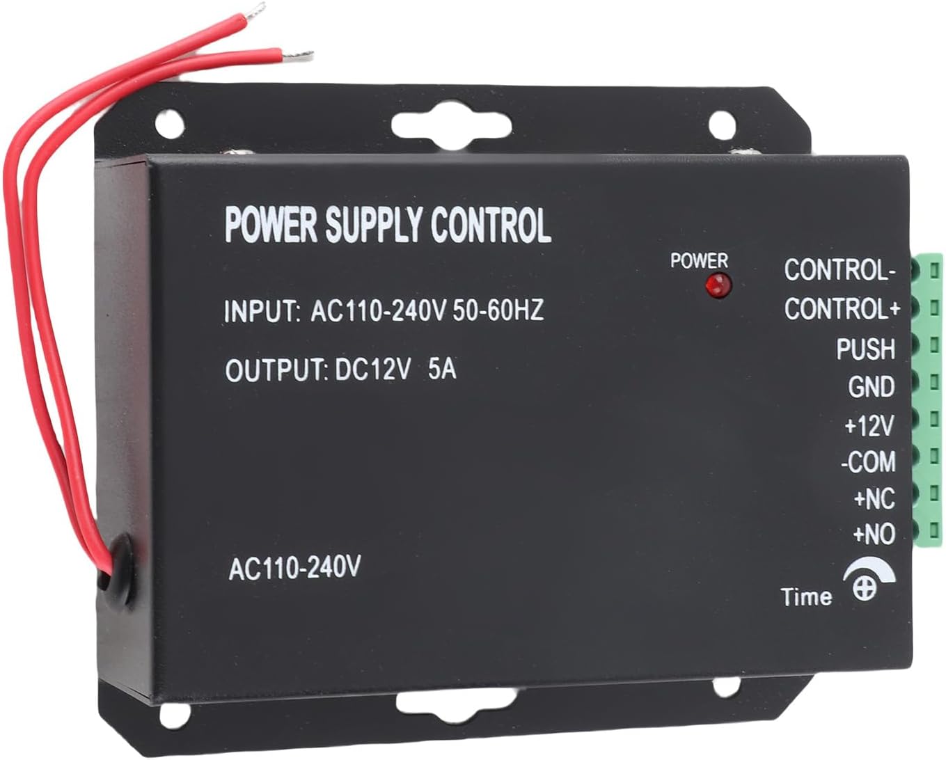 Power Supply for Access Control 12V 3A Switch Power Supply with Short Circuit Protection, Adjustable Unlocking Time - Metal/Black/1 Unit [Home/Office/Commercial]