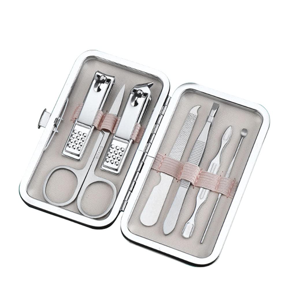 Professionelles Nagelknipser-Set 7-18-teilig, scharfer Nagelschneider aus Edelstahl, Pediküre- und Maniküre-Set mit Cortex-Metallgehäuse für Männer und Frauen, Silber_10-teiliges Set (Silber 7-teili