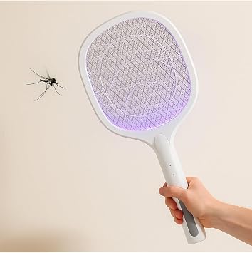 Sinek Raketi Sivrisinek Öldürücü Dik Durabilen Standlı 8 Pcs UV Işıklı 1500 mAh 3000v Raket, Aç-Kapa Düğmeli Elektrikli Sarjlı Sinek Raketi, Güvenli Kullanım