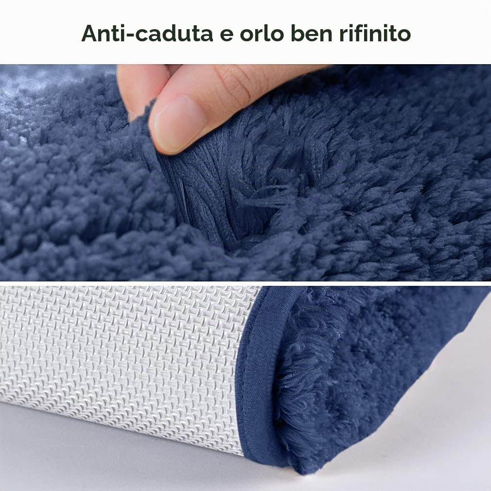 VANZAVANZU Tappetino da Bagno Antiscivolo Extra Lungo Tappeto da Bagno Assorbente Addensato Tappeti Corridore per Il Bagno Ultra Morbido Bath Mat Soffice Microfibra Eleganti 50 x 178cm (Blu Navy)