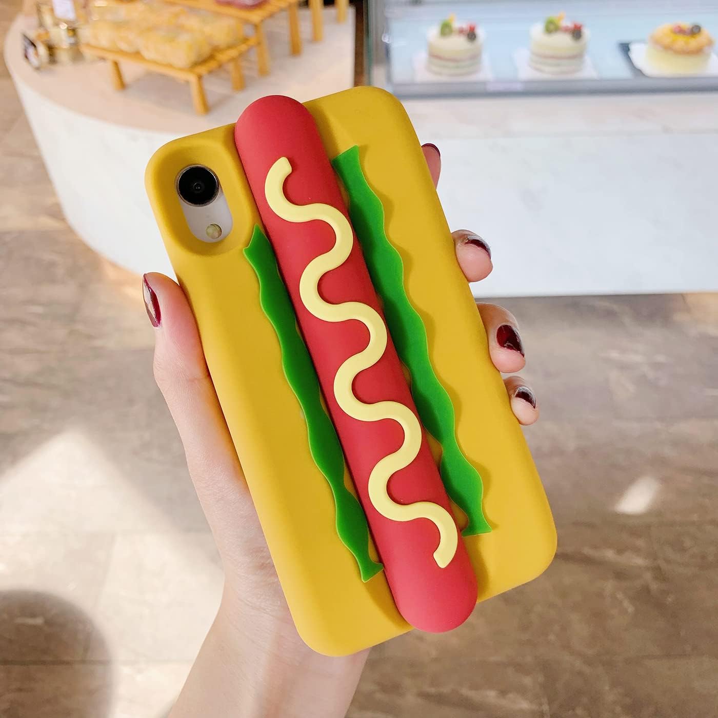 Kawaii Phone Cases Compatible with iPhone 17 Pro Max,Cute Cartoon Food Hot Dog Hamburger Case 3D Soft Silicone Shockproof Protective Cover for iPhone 17 Pro Max image 2