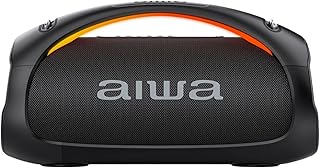 Aiwa Bocina Bluetooth Boombox 110W RMS AWS544BT con IPX6, Bluetooth 5.3, Multilink, Luces LED, Batería 6.5H, USB y AUX, Sonido Potente para Fiestas y Exteriores