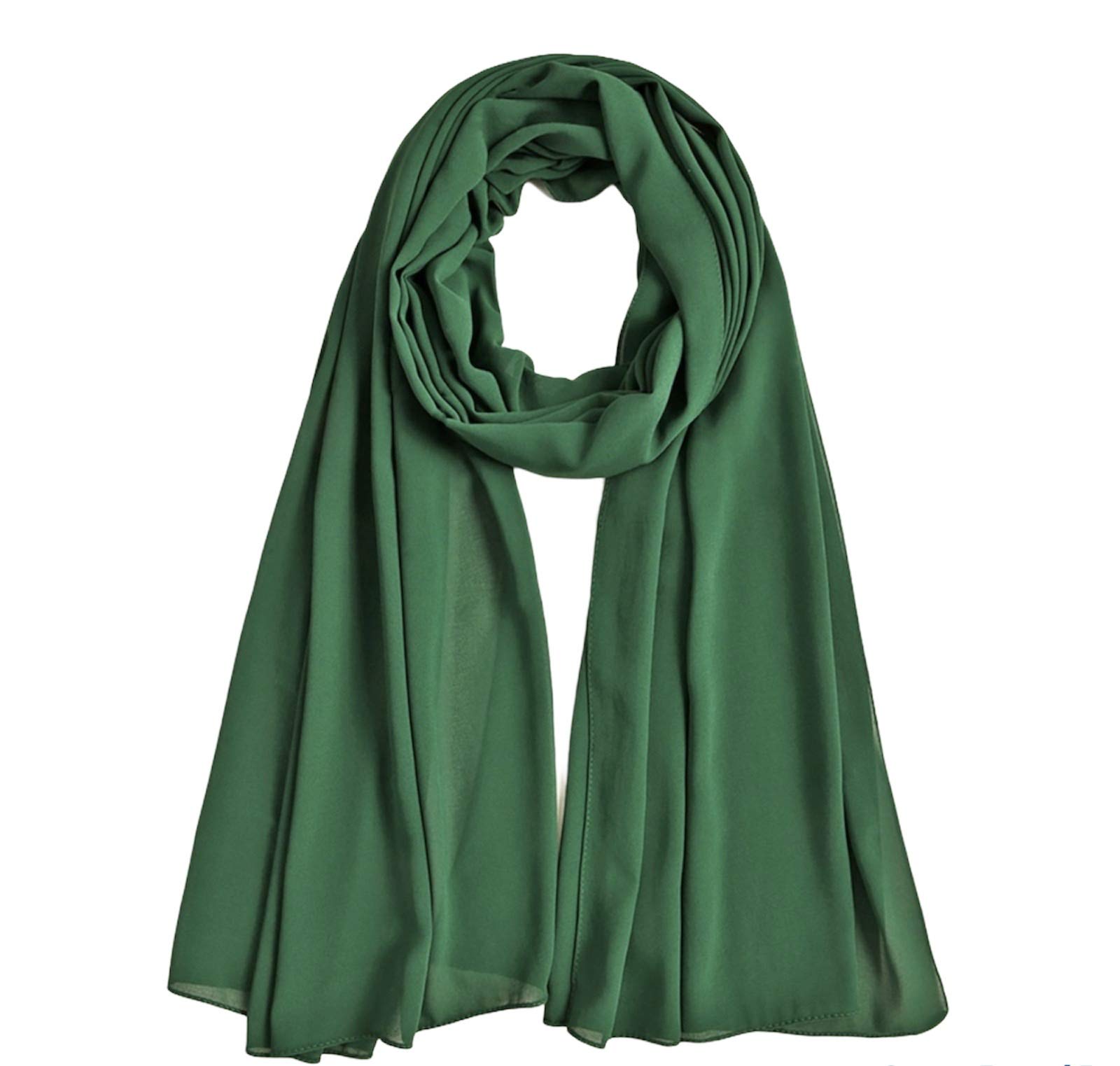 London Scarfs Women's Green Chiffon Oversized Plain Scarf Large Maxi Hijab Shawl (Green)