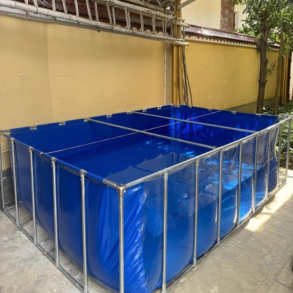 Aquarium Pool with Drain Valve,Aquaculture Water Tank Cistern Steel Frame Multifunction PVC Canvas Temporary Fish Pond,Portable 50x50x40cm Fish Tank - Clear Aquarium for Indoor/Outdoor Use,