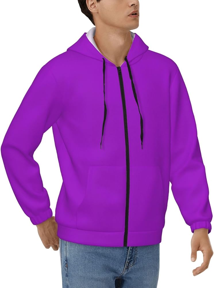 Buewutiry Zip Up Hoodies for Men - Long Sleeve dark-purple Men'S