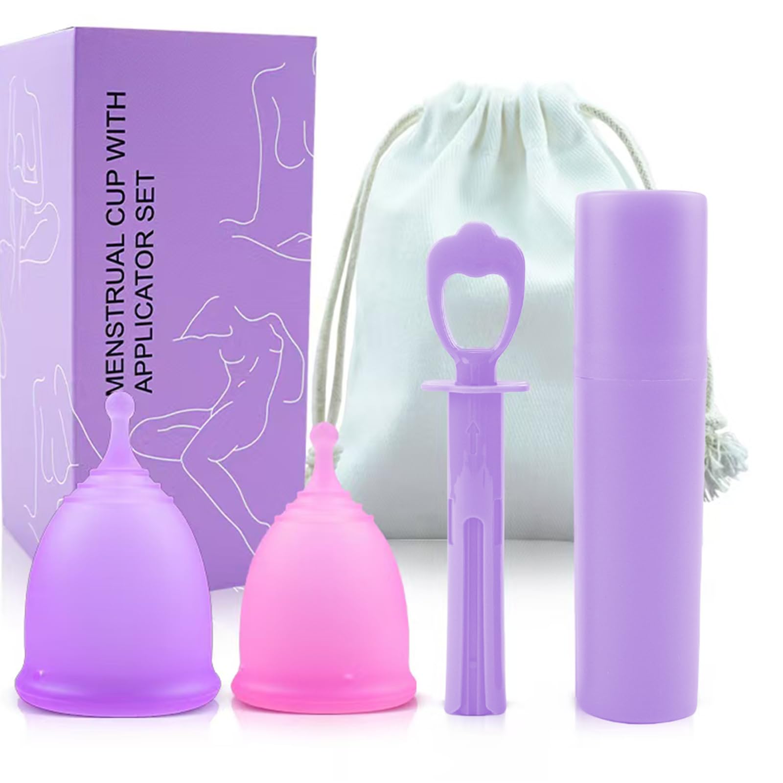 Discos menstruales reutilizables, 2 unidades de discos menstruales, a prueba de fugas, de silicona, para mujeres activas, deportes, natación e intimidad (S+L)
