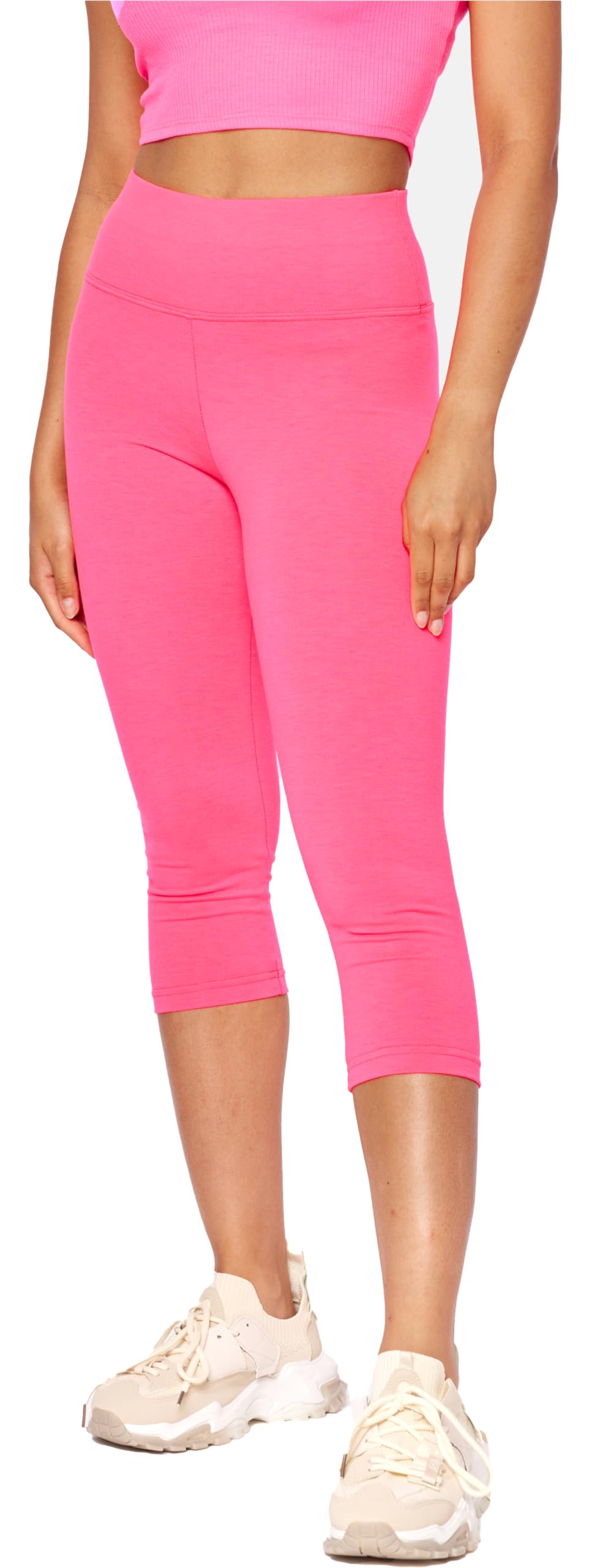 Bellivalini Neon Leggings Damen High Waist 3/4, Gym Damen Leggings, Knallige Hosen ideal als Festival Outfit oder Teil von einem 80er Jahre Outfit BLV50-298