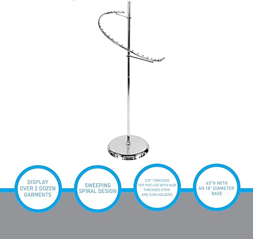 Miniatura 3 de SSWBasics Elegante estante de ropa espiral cromado - 29 bolas de ropa al por menor soporte de exhibición - 63 "H - Boutique ropa y accesorios de