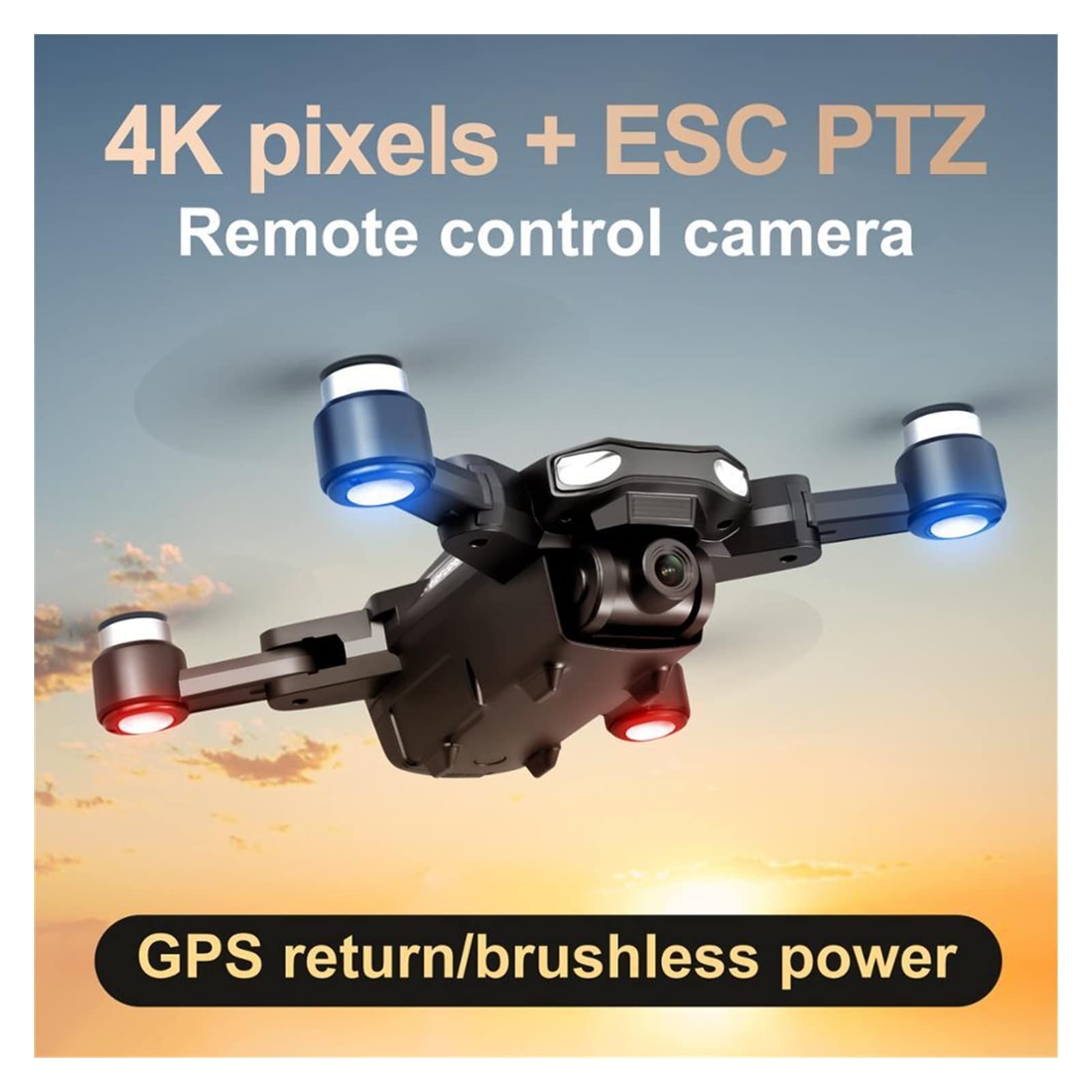Składany dron Quadcopter 4K HD Podwójna kamera z GPS 5G WiFi FPV Transmisja w czasie rzeczywistym Bezszczotkowy silnik Rc Odległość 2 km Profesjonalna zabawka drona (Kolor: Rozmiar torby 4K: 1)