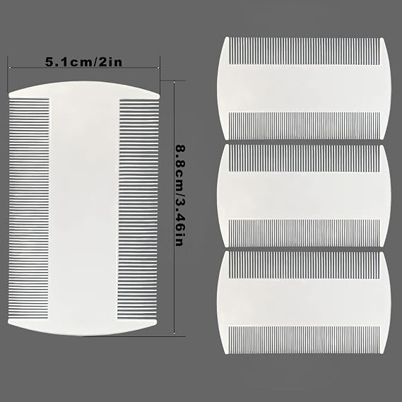 4PCS Lice Comb for Lice Removal Head Lice Combs for Kids Durable Double Sided Nit Detection for Kids Adults and Pets Adults White