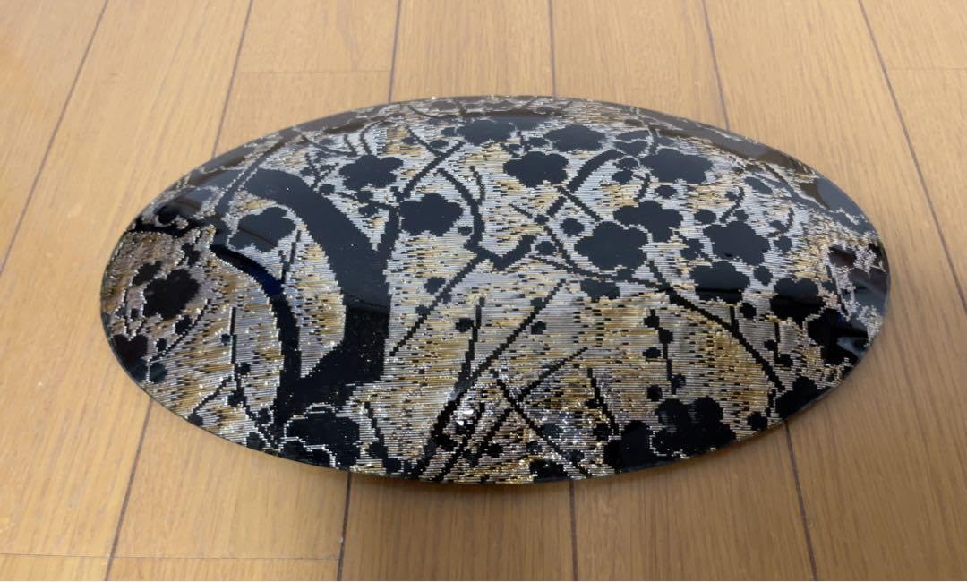 Amazon.co.jp: KANO かの ぎやまん ガラス皿 飾り皿 枝梅金銀刺繍 