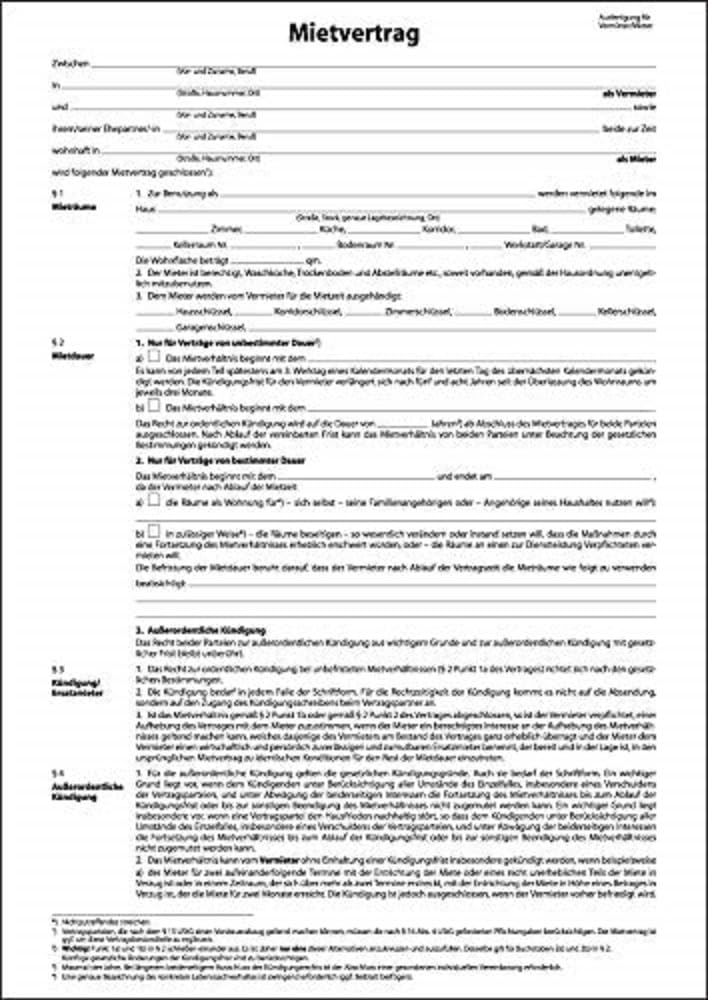 SIGEL MV464/25 Einheitsmietverträge mit Hausordnung, 4seitig, DIN A4, 25 Stück