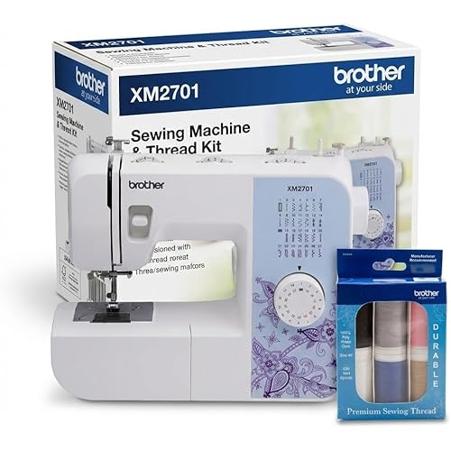 Brother XM2701 Sewing Machine, Lightweight Machine with 27 Stitches, 10-Pack Pre-Wound Bobbins and Water-Soluble Stabilizer Roll Included
