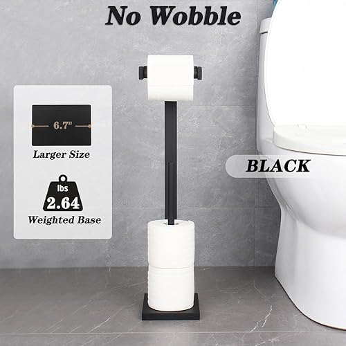 Miniatura 4 de GERZWY Baño libre titular de papel higiénico titular de papel higiénico para baño SUS 304 acero inoxidable, negro mate DZY005-BK