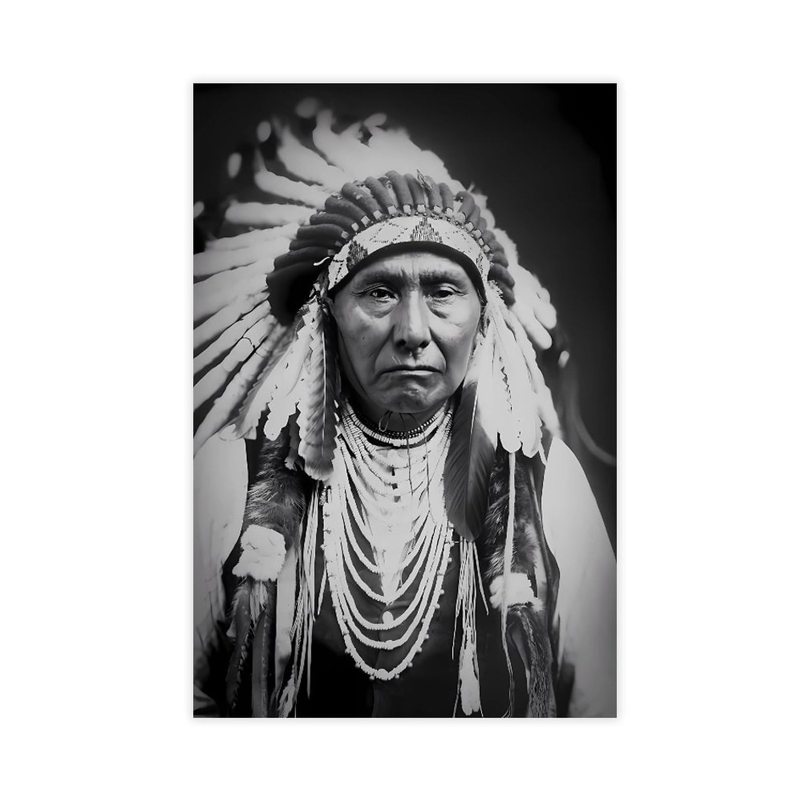 Qnvjqkdsi Unframe 1903 Native American Indian Chief Joseph Portrait Canvas Poster Bedroom Decor Landscape Office Room Decor Gift 24" L X 36" W
