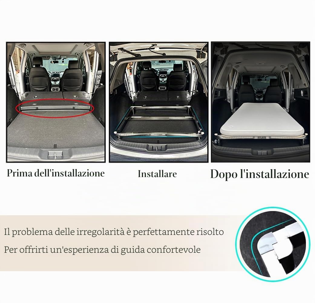 Livellatore Bagagliaio: Sistema Materasso Universale Regolabile per SUV e Station Wagon, Estraibile e Scalabile, Ad Es. Per Ford Bronco 4 Porte 2021-2025