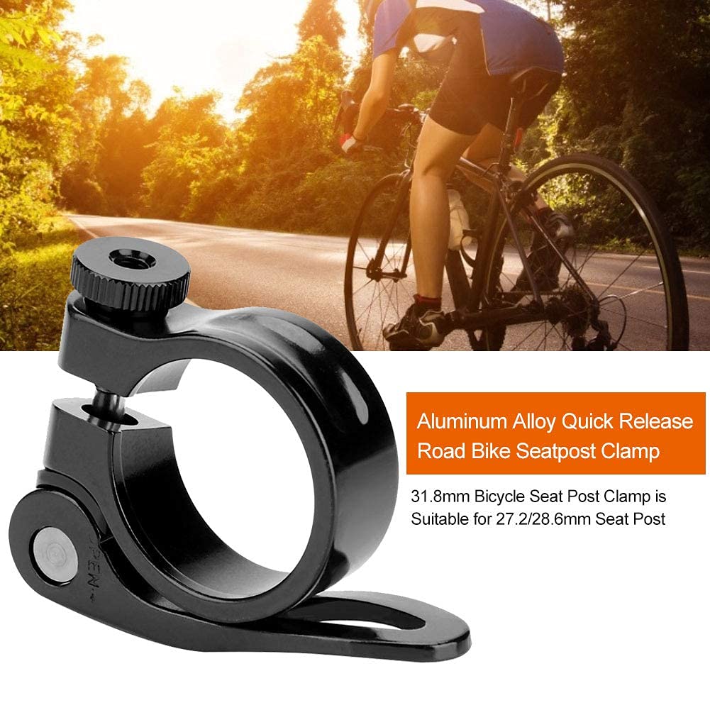 Keenso Mocowanie drążka rowerowego, CX-18 szczypce do siodełka ze stopu aluminium 31,8 mm szybkie zwolnienie roweru szosowego, zacisk do siodełka rowerowego (czarny)