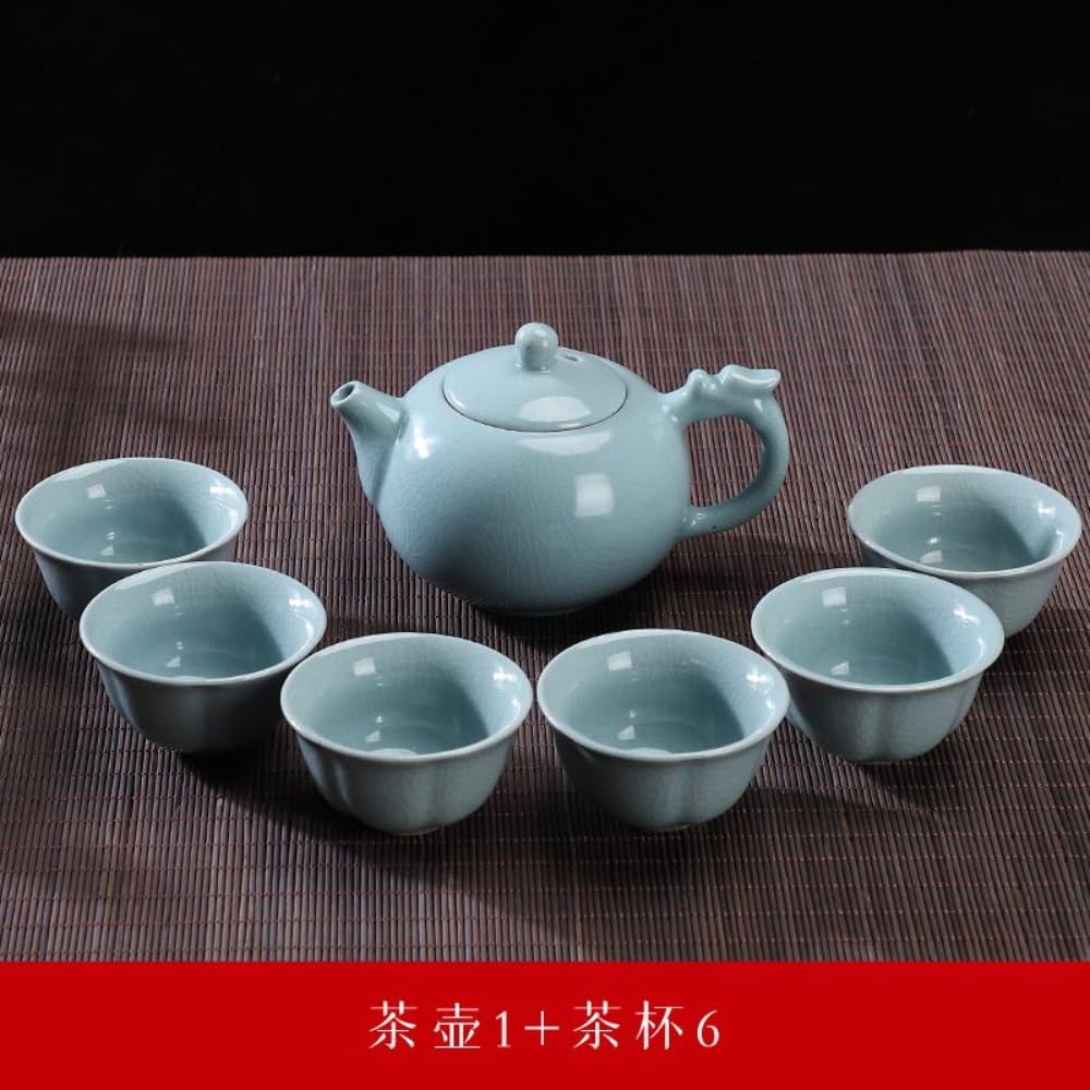 Service à thé en céramique 7 pièces Service à thé Kung Fu pour la Maison Ensemble Tasse à thé et théière