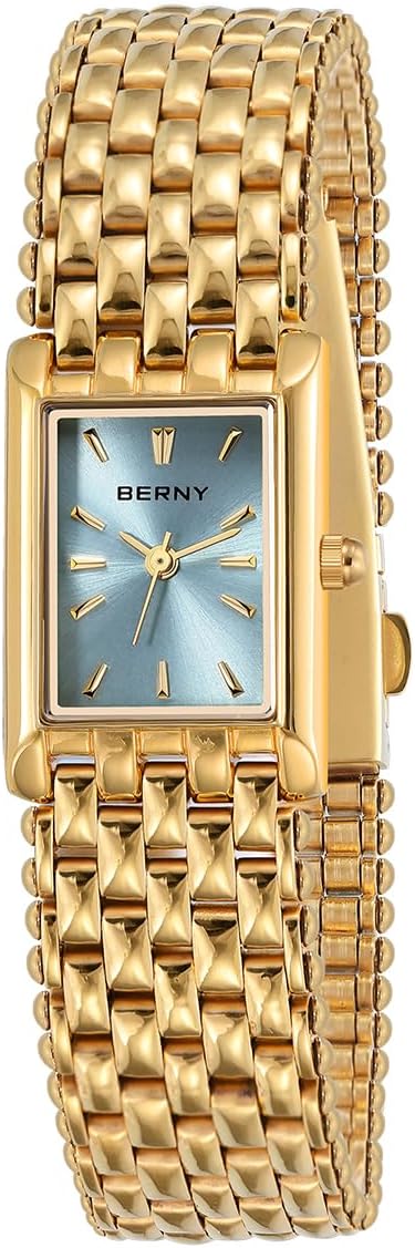 BERNY Gold Watches for Women Updated Ladies Quartz Wrist Watches Stainless Steel Band Womens Small Gold Watch Luxury Casual Fashion Bracelet Tools Included