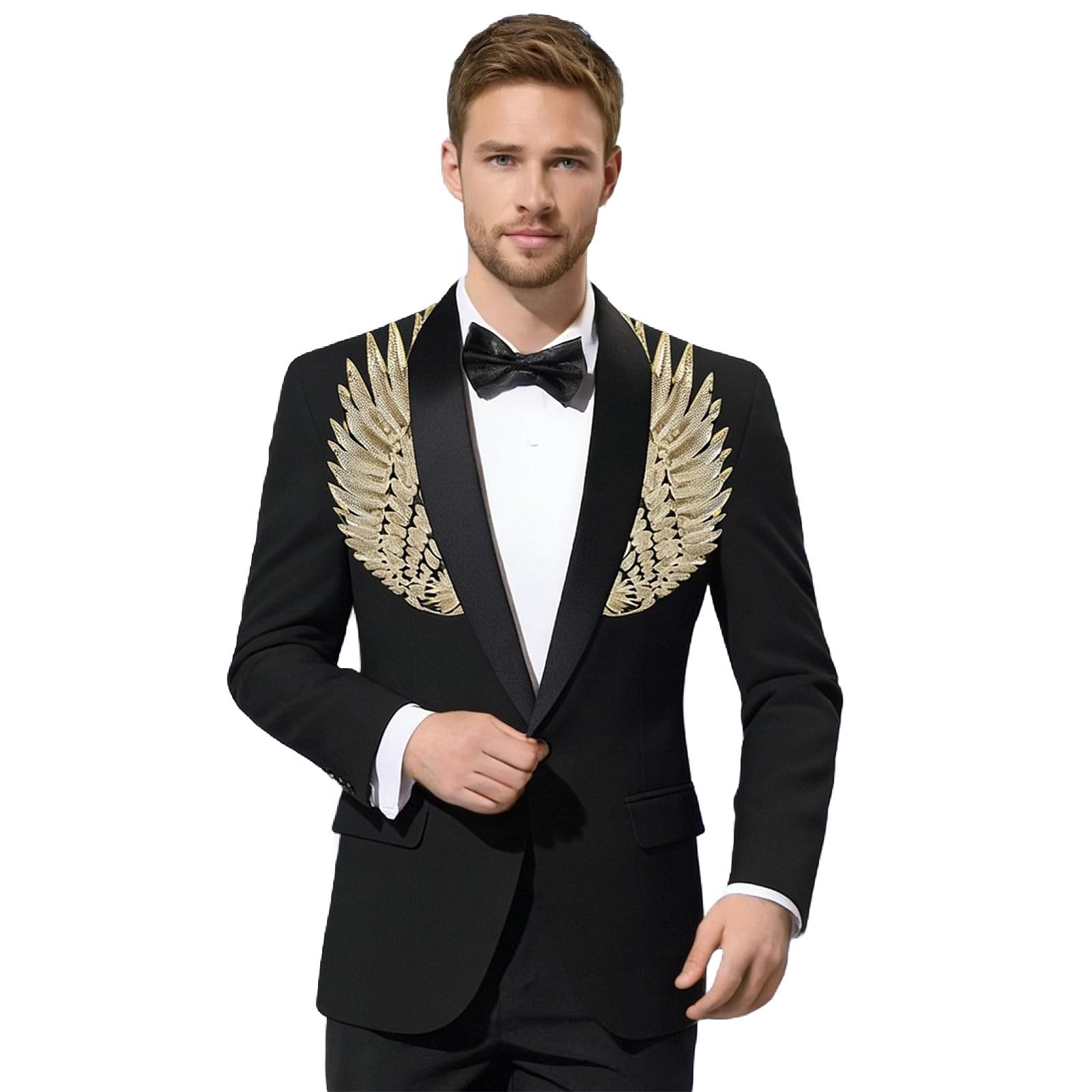 Generisch Giacca da uomo con paillette, con brillantini, per feste, balli di fine anno, blazer da uomo, casual, sportivo, per matrimonio, business, abito da uomo