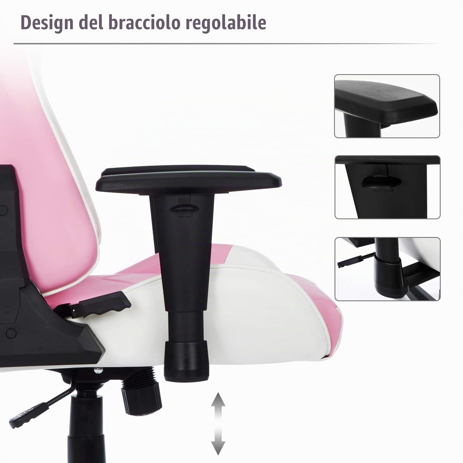 IntimaTe WM Heart Sedia Gaming Gioco Ergonomica Reclinabile 135 °Sedia Racing Girevole 360 ° Stile Sportivo Regolabile Sedie da Ufficio Poltrona di PU Rosa