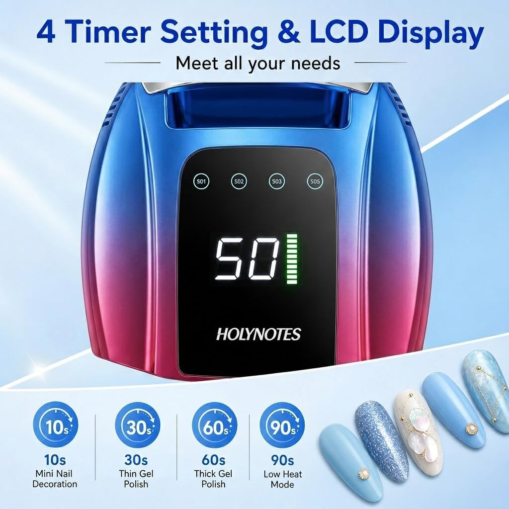 UV Nail Lamp, 96W Cordless Professional Rechargeable UV LED Portable Lamp, 4 Timer Setting and Smart Sensor Gel Nail Dryer, Ideal for Training, Nail Art Practice, Home & Salon image 5