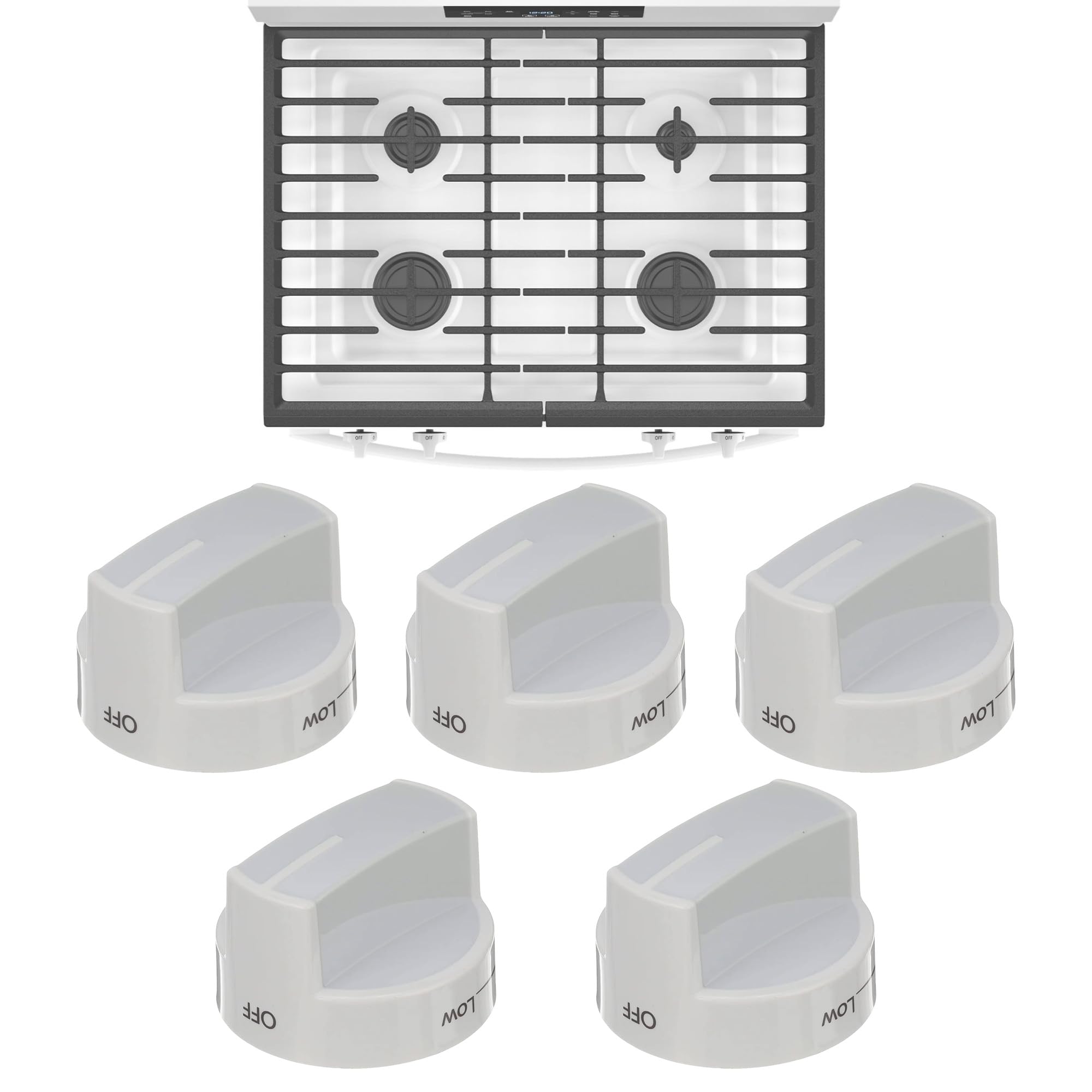 5 Pack W10339443 Gas Range Knob Compatible with Whirlpool Range Stove Oven