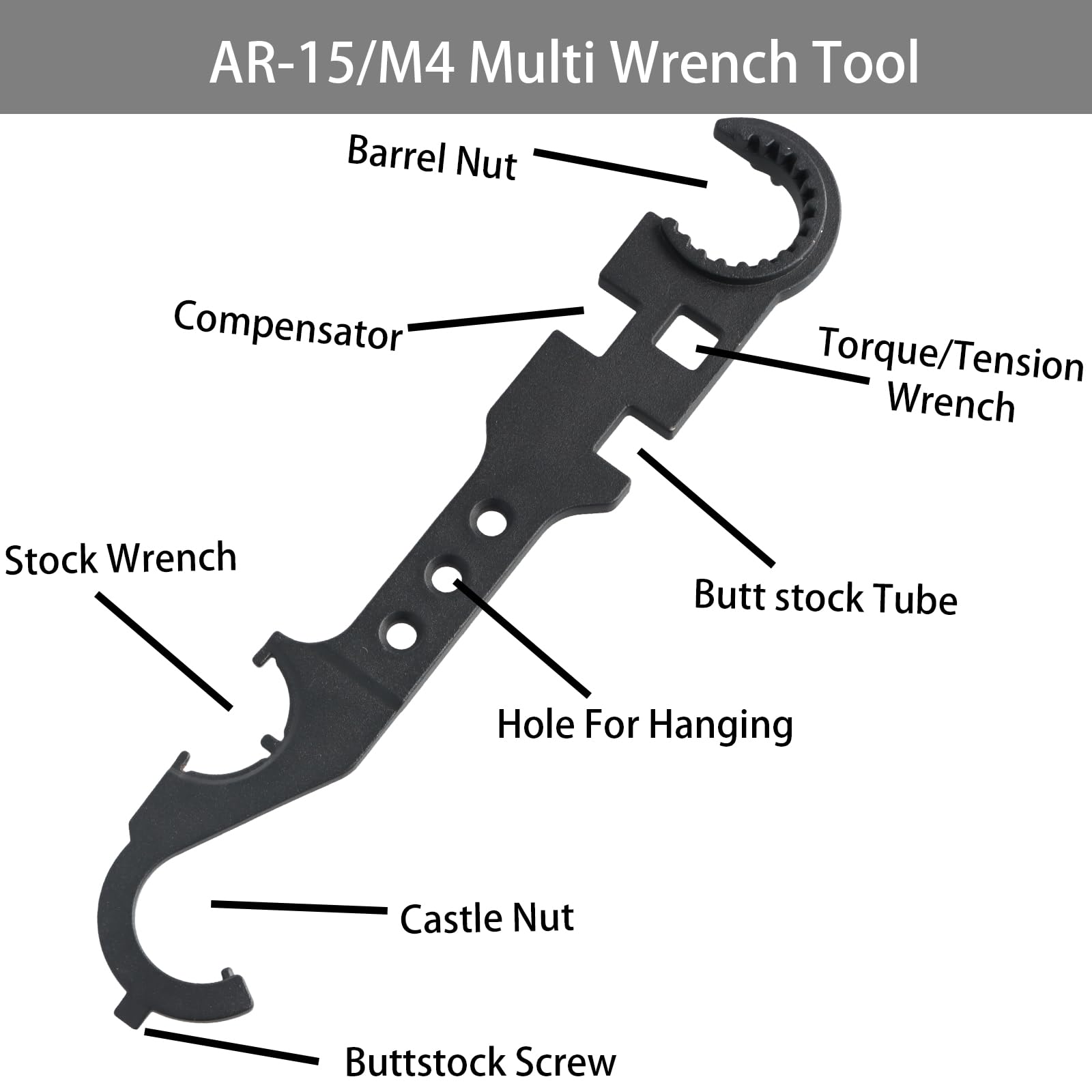 Chiave Combinata AR15/M4 in Acciaio Multifunzione, Chiave a Cricchetto Flessibile di Qualità Industriale per M4