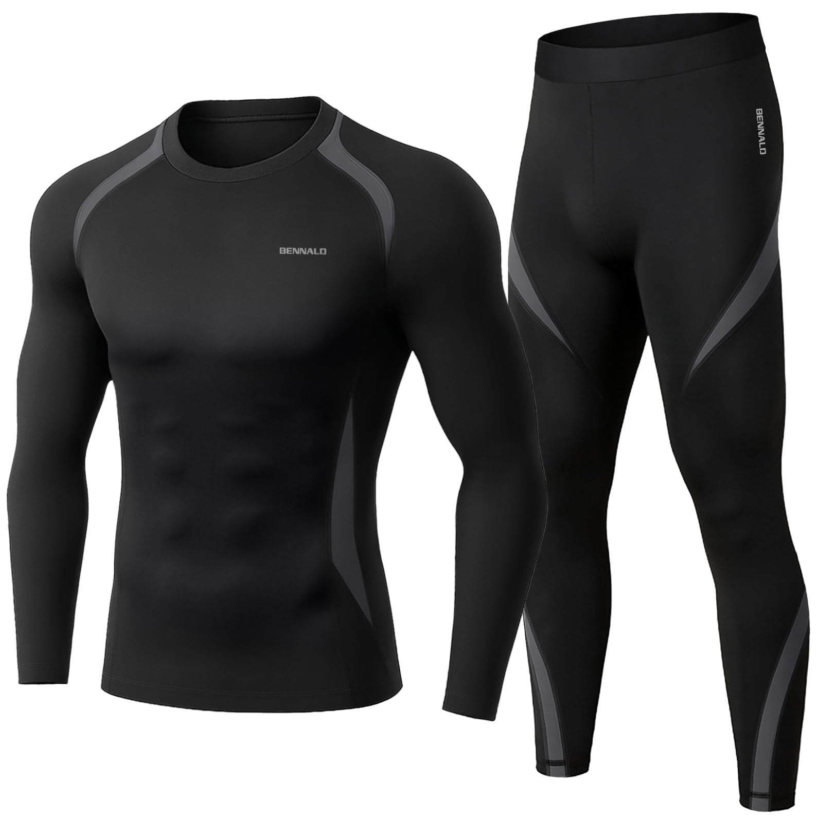 BENNALD Biancheria Intima Termica Uomo Biancheria Funzionale Uomo con Funzione Quick Dry Sportiva Set di Biancheria