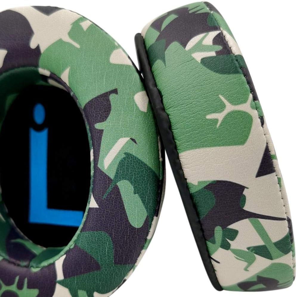 misodiko [Upgraded Comfy] Memory Foam Ear Pads Cushions - Camo Protein Leather-Suitable for Large Over The Ear Headphones - Compatible with Razer Kraken X, BlackShark 1.0, BlackShark V2X, Nari