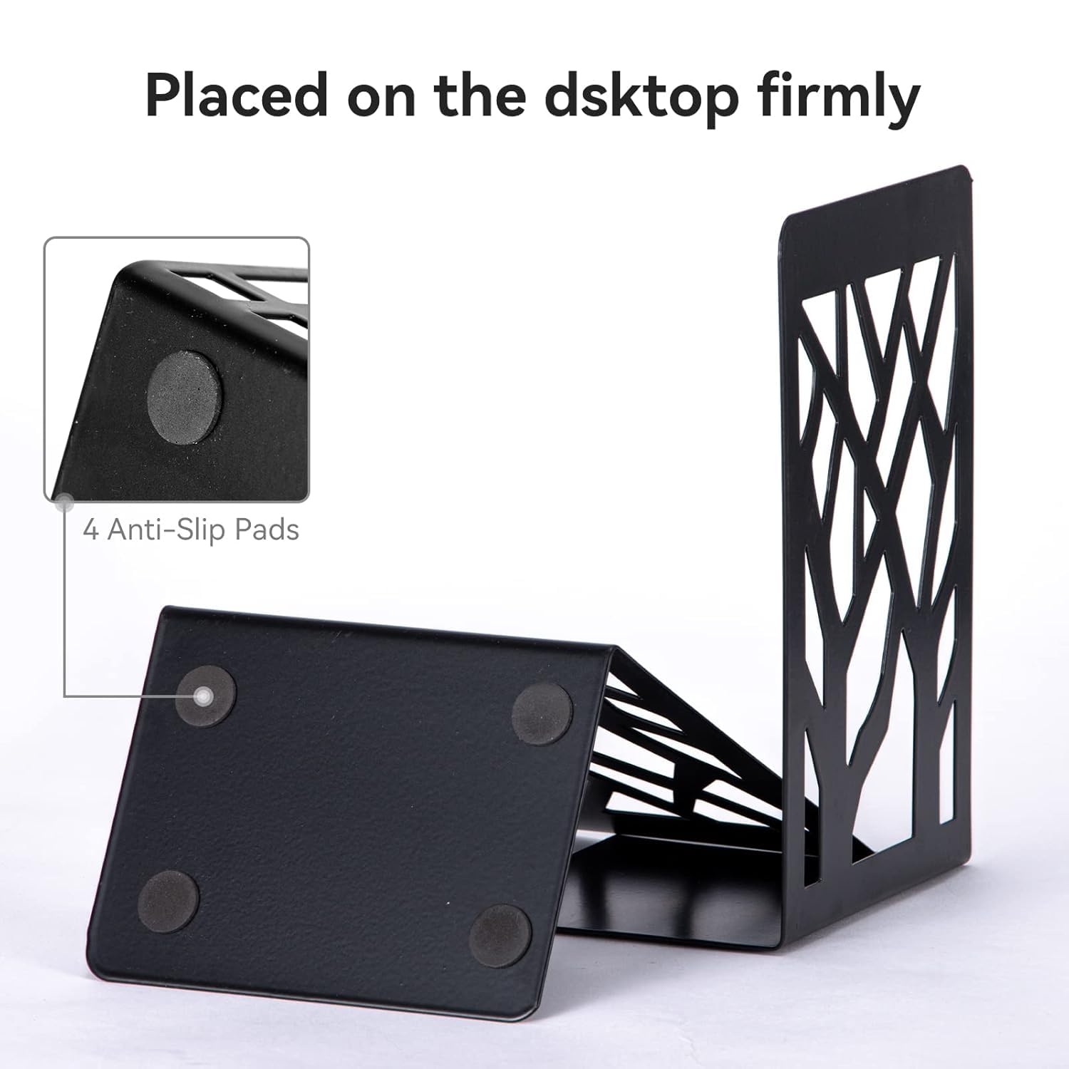 GPNW Metal Non-Slip Bookend Bracket, Heavy Duty Book End Office Book Stopper, Desk Organizer Book Holder, Durable Bookends for Office Accessories | 1Pcs 2