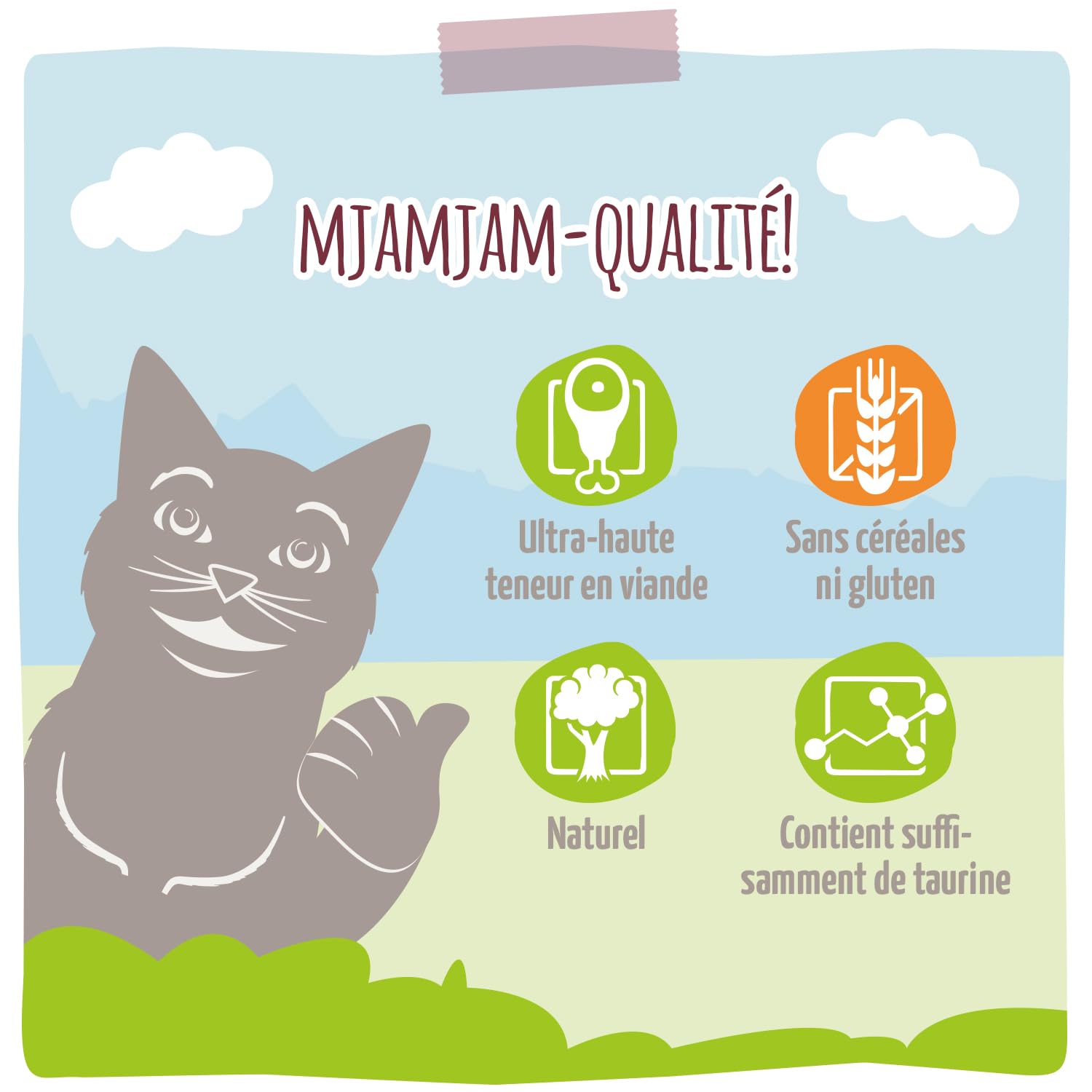 MjAMjAM - nourriture humide premium pour chats - gibier copieux et lapin aux myrtilles fruitées, paquet de 6 (6 x 200 g), sans céréales avec supplément de viande