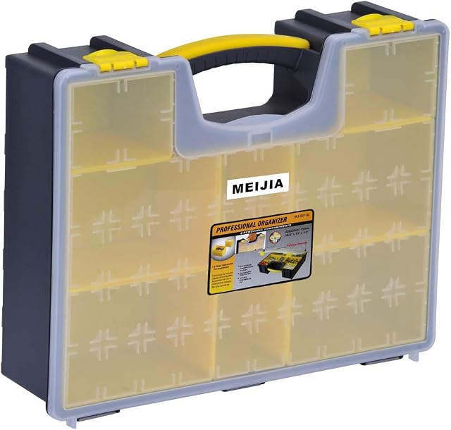 MEIJIA Plastic Tool Organizers with Removable Dividers,Plastic Storage Organiser(16.5"x13.2"x4.52")