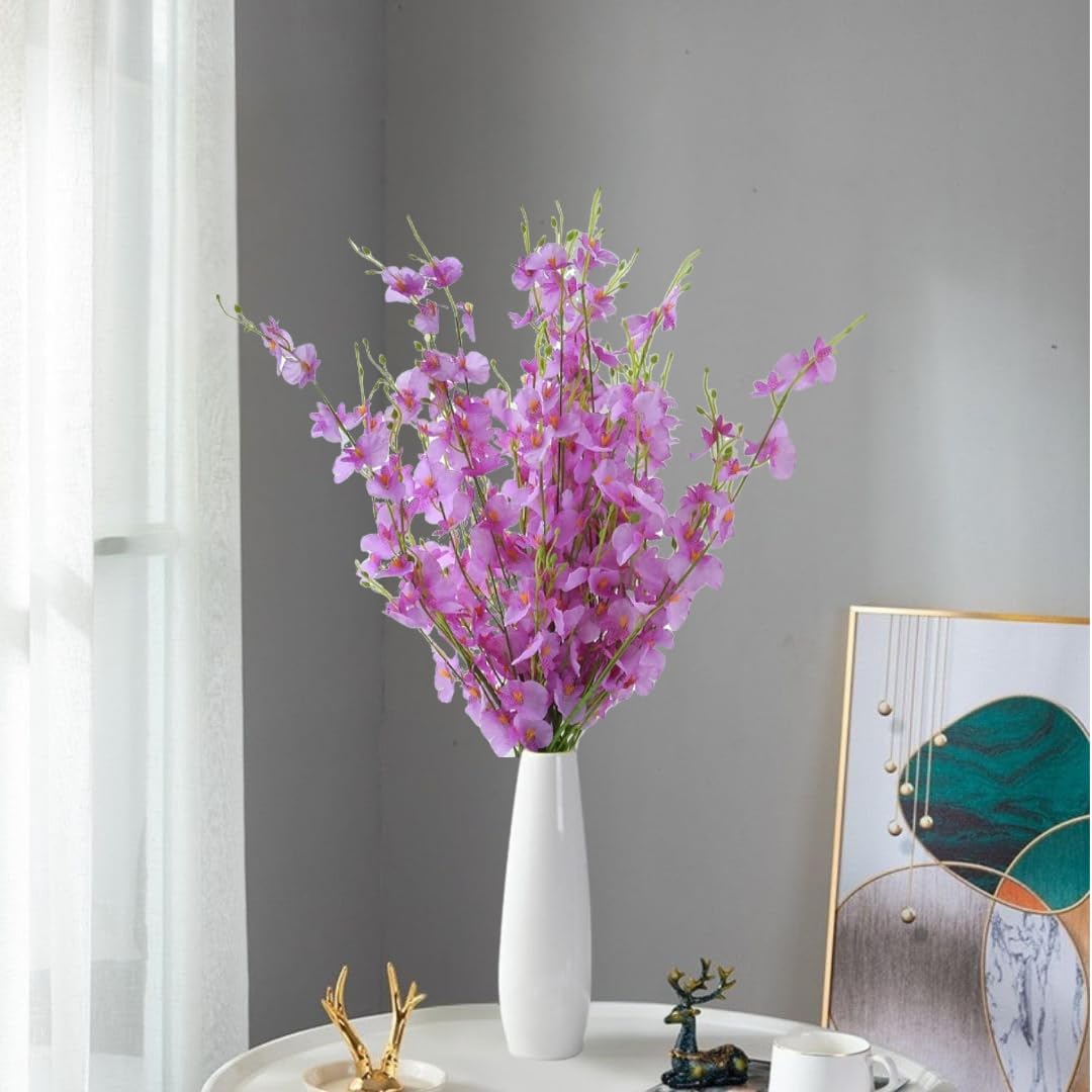 5 Sticks Butterfly Orchid Flower Sticks Artificial Flower Bunch for Diwali, Gifting, Home, Bedroom, Garden, Balcony,Table Top, Office Corner, New Year and Craft(Pack of 5) (Purple)