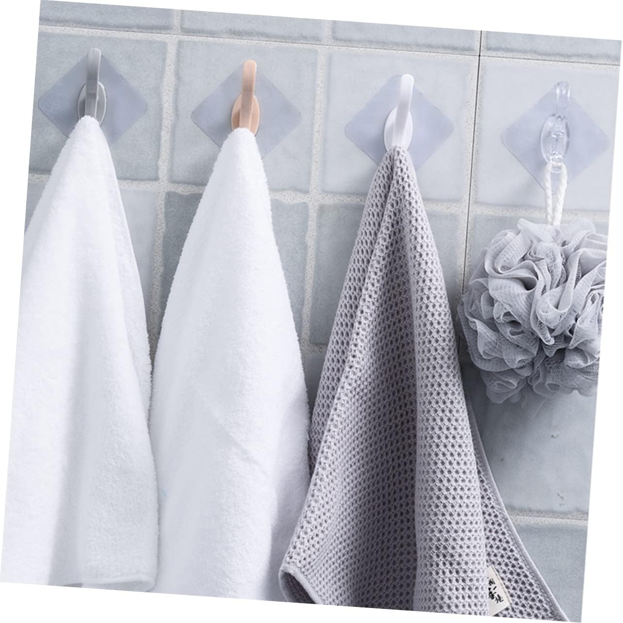 5Pcs Punch Free Towel Hooks PP Traceless Waterproof Home Organization image 5