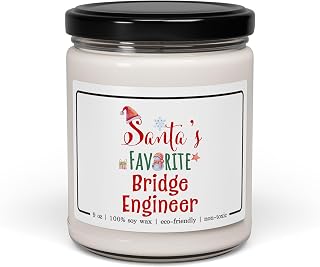 Santa's Favorite Bridge Engineer Candle, Cinnamon Vanilla Scent, White, 2.8 x 3.5 inches, 9oz, Soy Blend Wax, Indoor/Outdoor, for Aromatherapy, Decoration, Meditation, Relaxation, Stress Relief