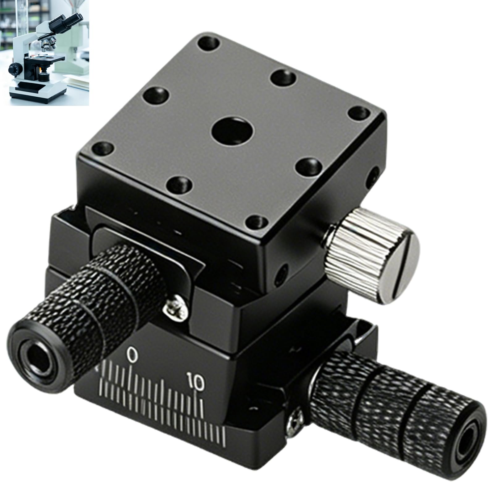 HKFGSHOP Xy Axis Micrometer Sliding Table, Manual Radian Angle Table, Manual Displacement Platform, With 25×25mm Table, For Microscope Calibration