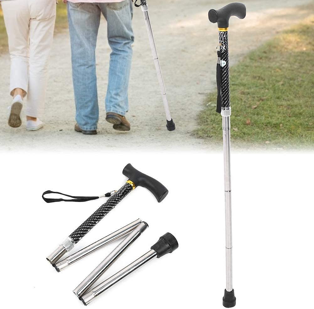 Bastone da passeggio Stampelle in alluminio leggero pieghevole regolabile, stampelle antiscivolo da 83-93 cm, supporto pieghevole per anziani e disabili per anziani e donne Present