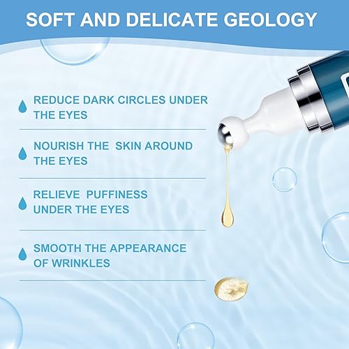 Miniatura 3 de Dongyu Suero de ojos con 5% de cafeína y crema para debajo de los ojos para ojeras e hinchazón, crema de ojos con cafeína con bola de masaje de 360