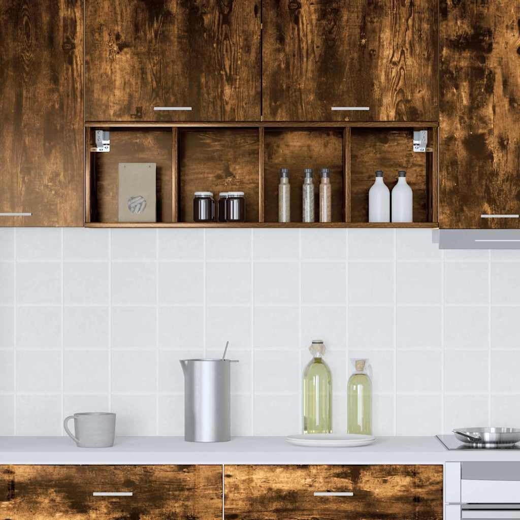 Hängeschrank für die Küche, Wandregal aus Holzwerkstoff in Geräucherte Eiche, moderner Küchenschrank mit Stauraum, 30 x 29,5 x 100 cm, für eine ordentliche Küchenorganisation