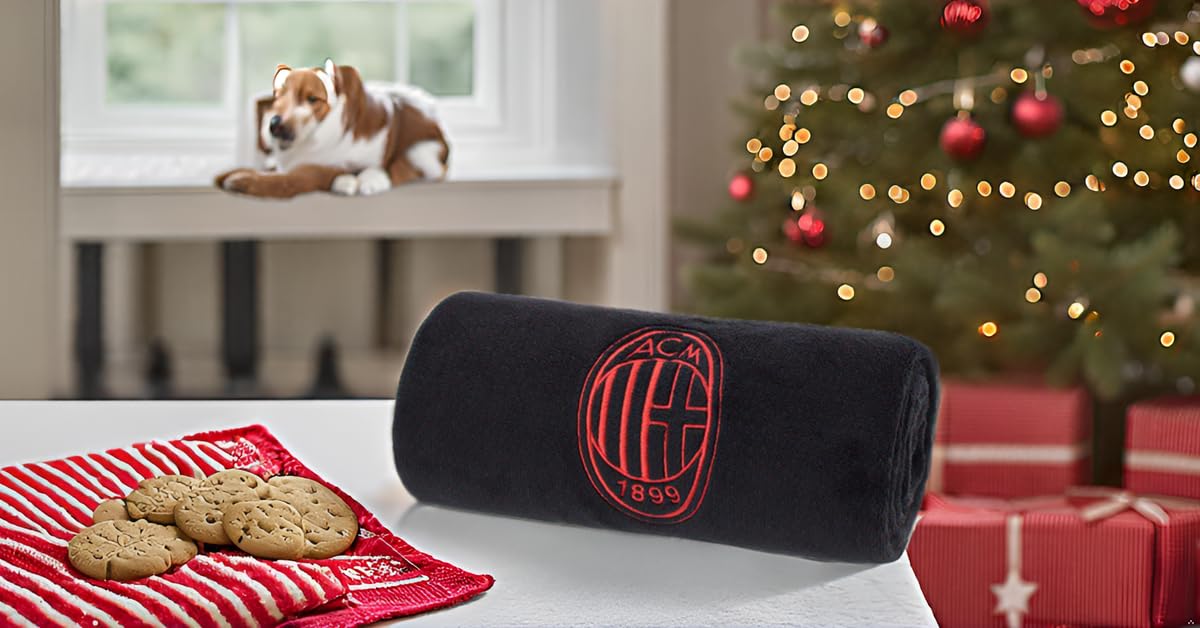 Coperta AC Milan Ufficiale 100x150cm - Plaid Pet In Pile Coral, Logo Ricamato, Unisex - Foto 10