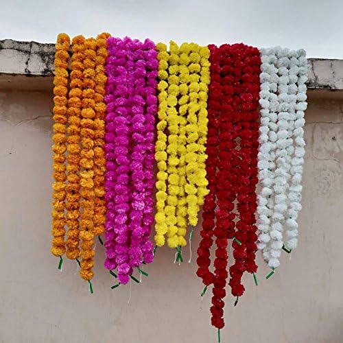 Assorted 10 Pieces of Flower Strings Torans Flower Garland Lines Marigold Mango Flower Strings Artificial Blossom Indian Partydecore Mix