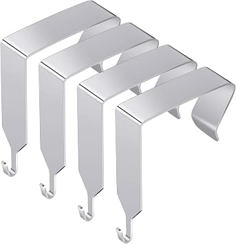 Funrous Metal Over The Door Hook Panel Wall, Silver, 4 Pieces
