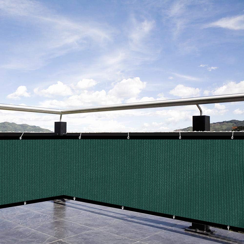 XiaZ Privacy Screen Outdoor, 90% Sunblock Shade Cover for Plant Greenhouse Pets, Balcony Fence Windscreen Mesh, 130 GSM, 5'7" x 10'