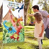 Watercolor Dinosaur Toss Games Banner, Jurassic World Theme Party Supplies Cute Dino Party Toss Game...