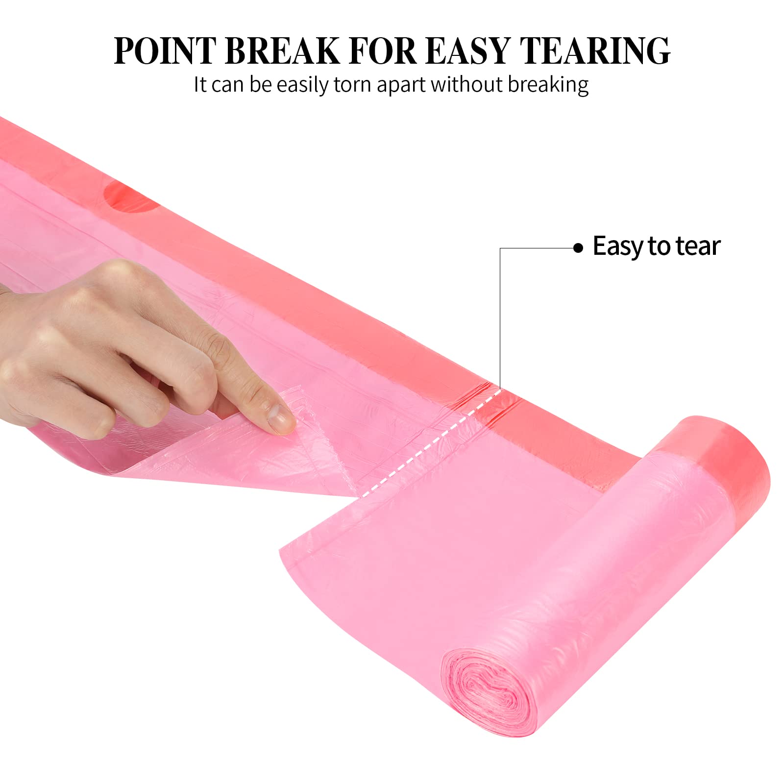 6Rolls Drawstring Small Trash Bags,4 Gallon Thicken Drawstring Small Garbage Bags for Kitchen,Bathroom,Bedroom,Home,Office Trash Cans?120 Counts (Pink)